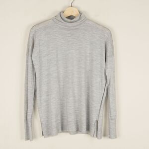 J Crew Merino Wool Turtleneck Gray Side Slits Detail Sweater Womens Sz S